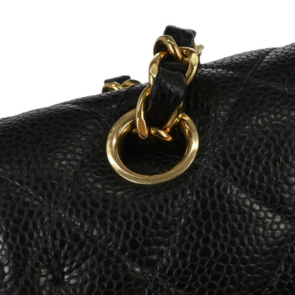 Chanel Black Caviar Skin Medium Classic Double Flap Shoulder Bag
