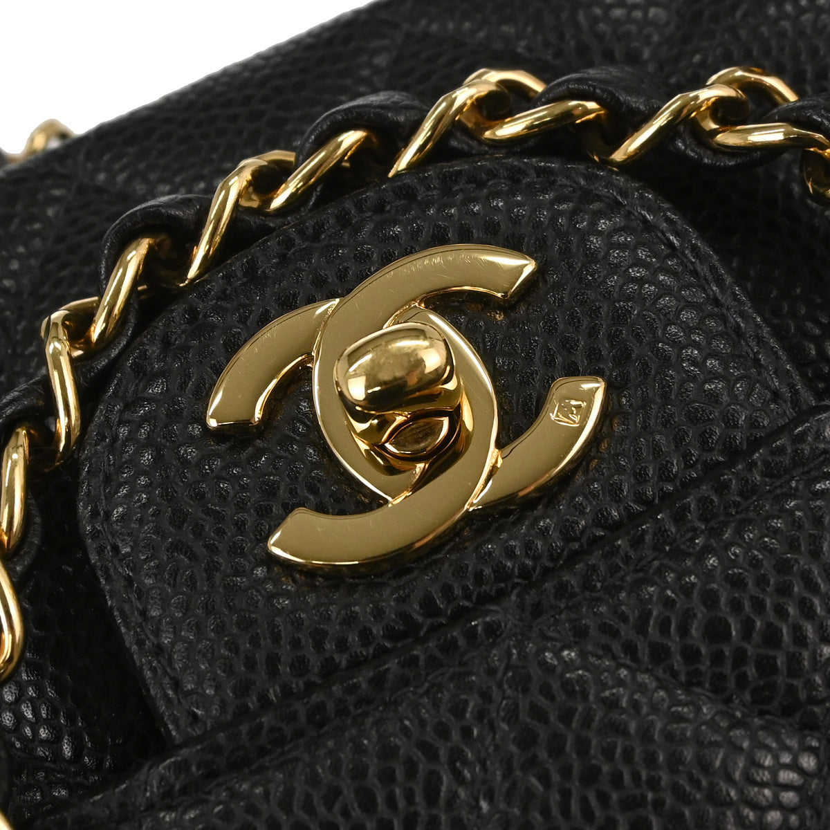 Chanel Black Caviar Skin Medium Classic Double Flap Shoulder Bag