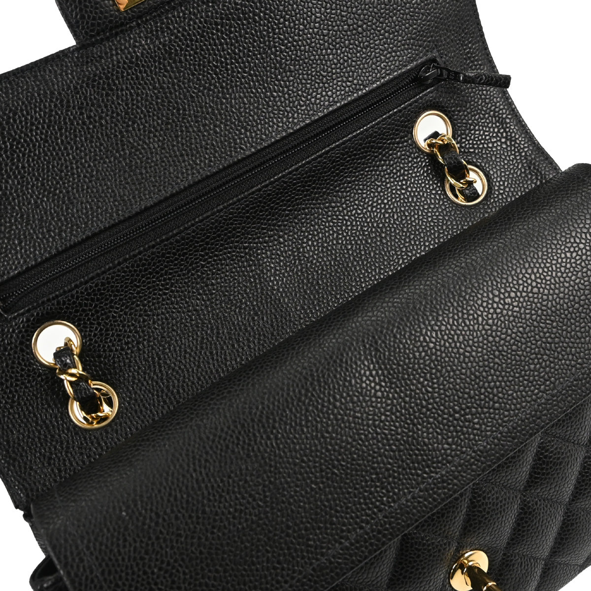 Chanel Black Caviar Skin Medium Classic Double Flap Shoulder Bag