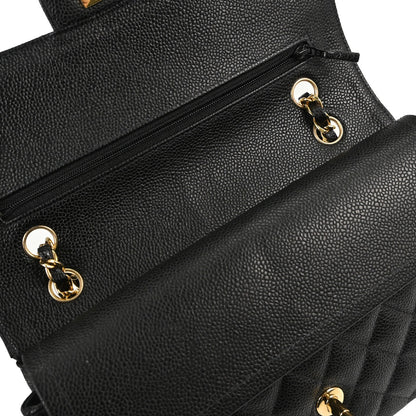 Chanel Black Caviar Skin Medium Classic Double Flap Shoulder Bag