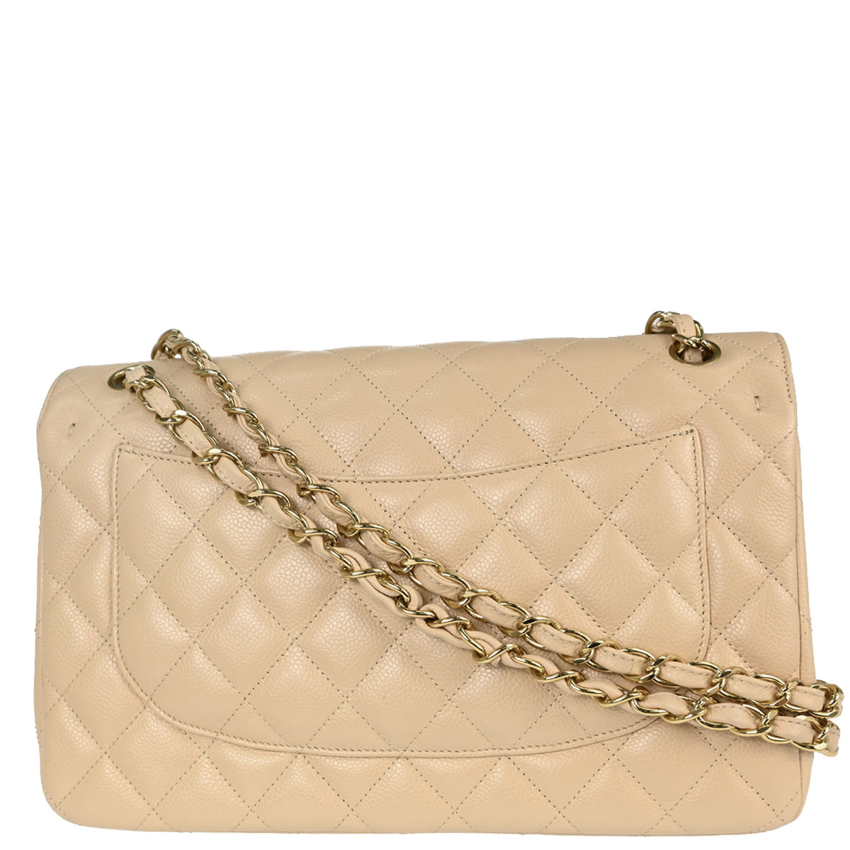 Chanel Beige Caviar Skin Jumbo Classic Double Flap Shoulder Bag
