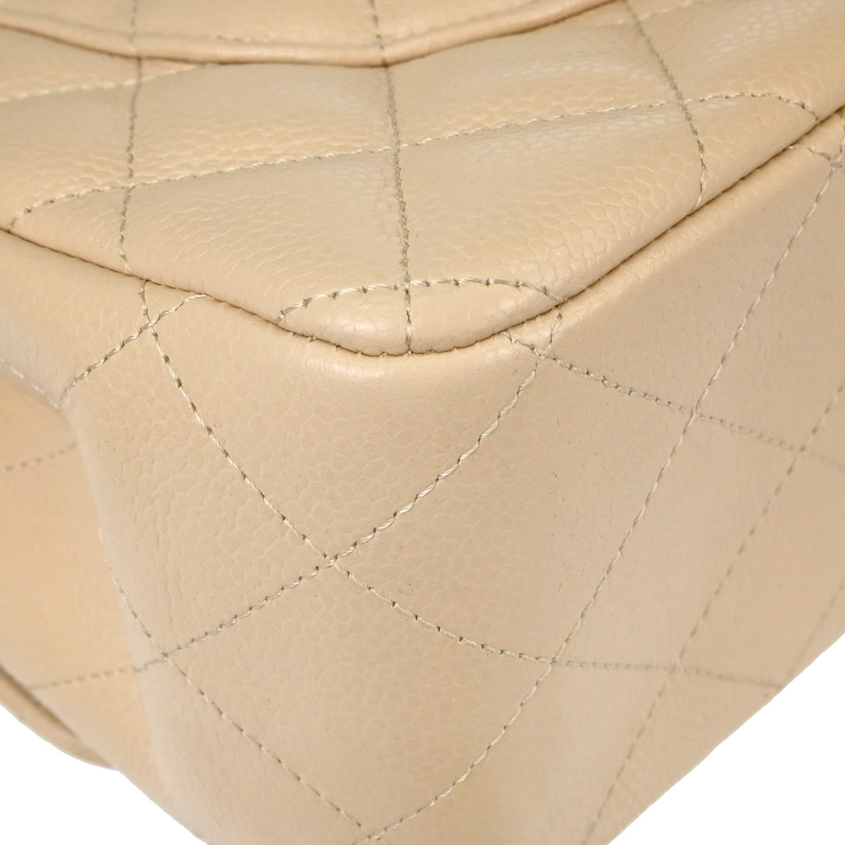 Chanel Beige Caviar Skin Jumbo Classic Double Flap Shoulder Bag