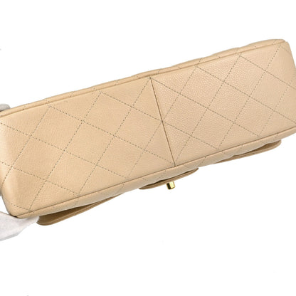 Chanel Beige Caviar Skin Jumbo Classic Double Flap Shoulder Bag