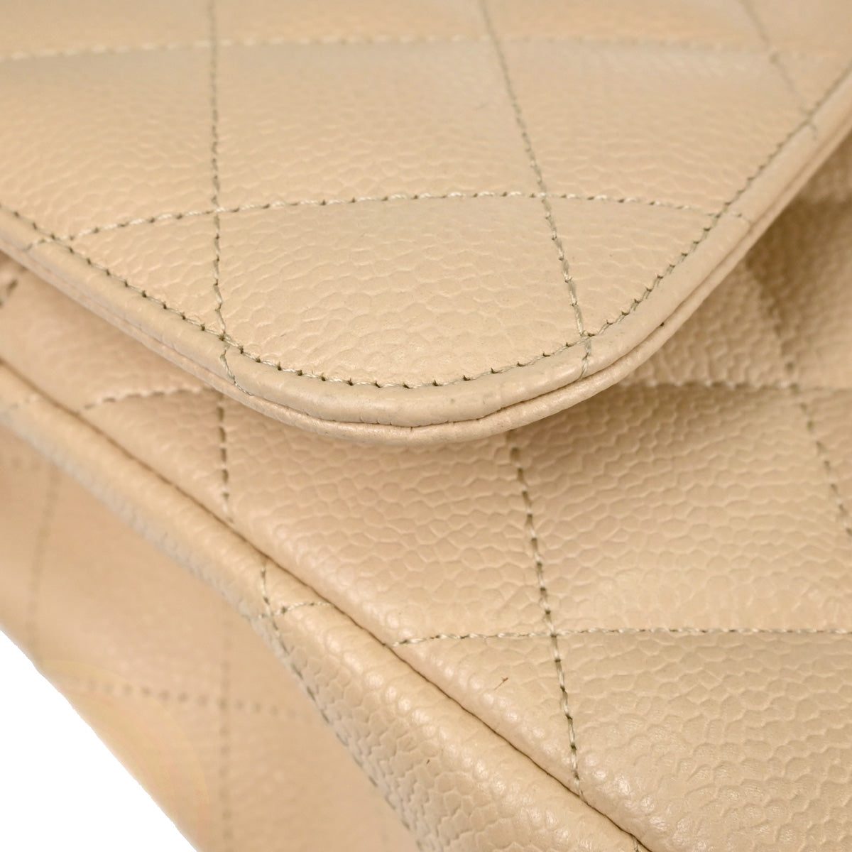 Chanel Beige Caviar Skin Jumbo Classic Double Flap Shoulder Bag