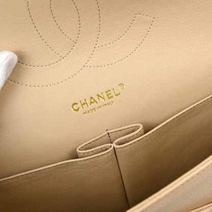 Chanel Beige Caviar Skin Jumbo Classic Double Flap Shoulder Bag