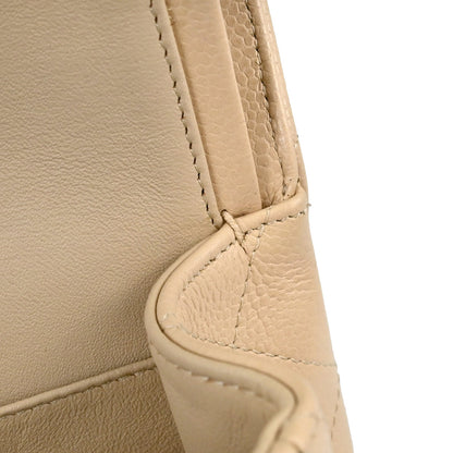 Chanel Beige Caviar Skin Jumbo Classic Double Flap Shoulder Bag