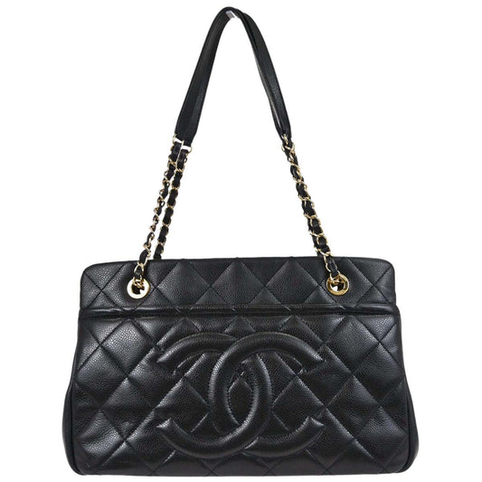 Chanel Black Caviar Skin Timeless CC Chain Tote Bag