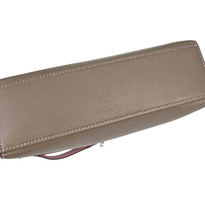 Hermes Etoupe Gray Pink Swift Verso Kelly Pochette Handbag