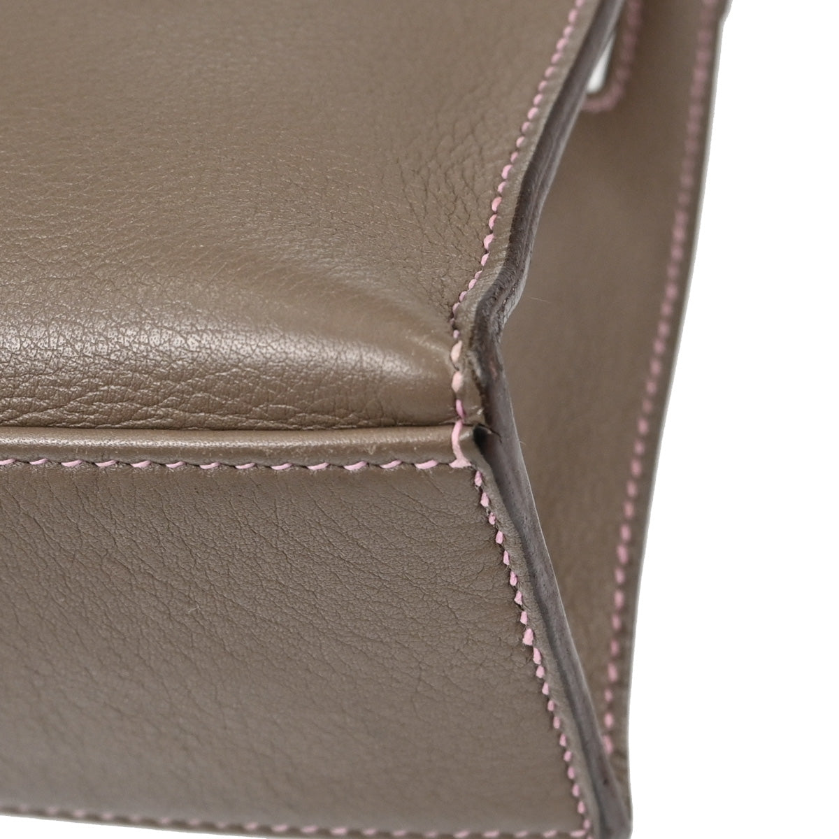 Hermes Etoupe Gray Pink Swift Verso Kelly Pochette Handbag