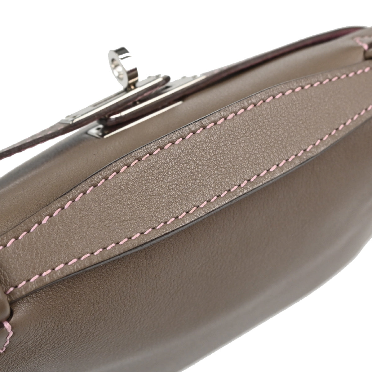 Hermes Etoupe Gray Pink Swift Verso Kelly Pochette Handbag