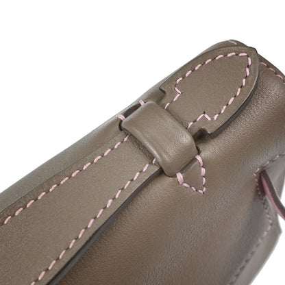 Hermes Etoupe Gray Pink Swift Verso Kelly Pochette Handbag