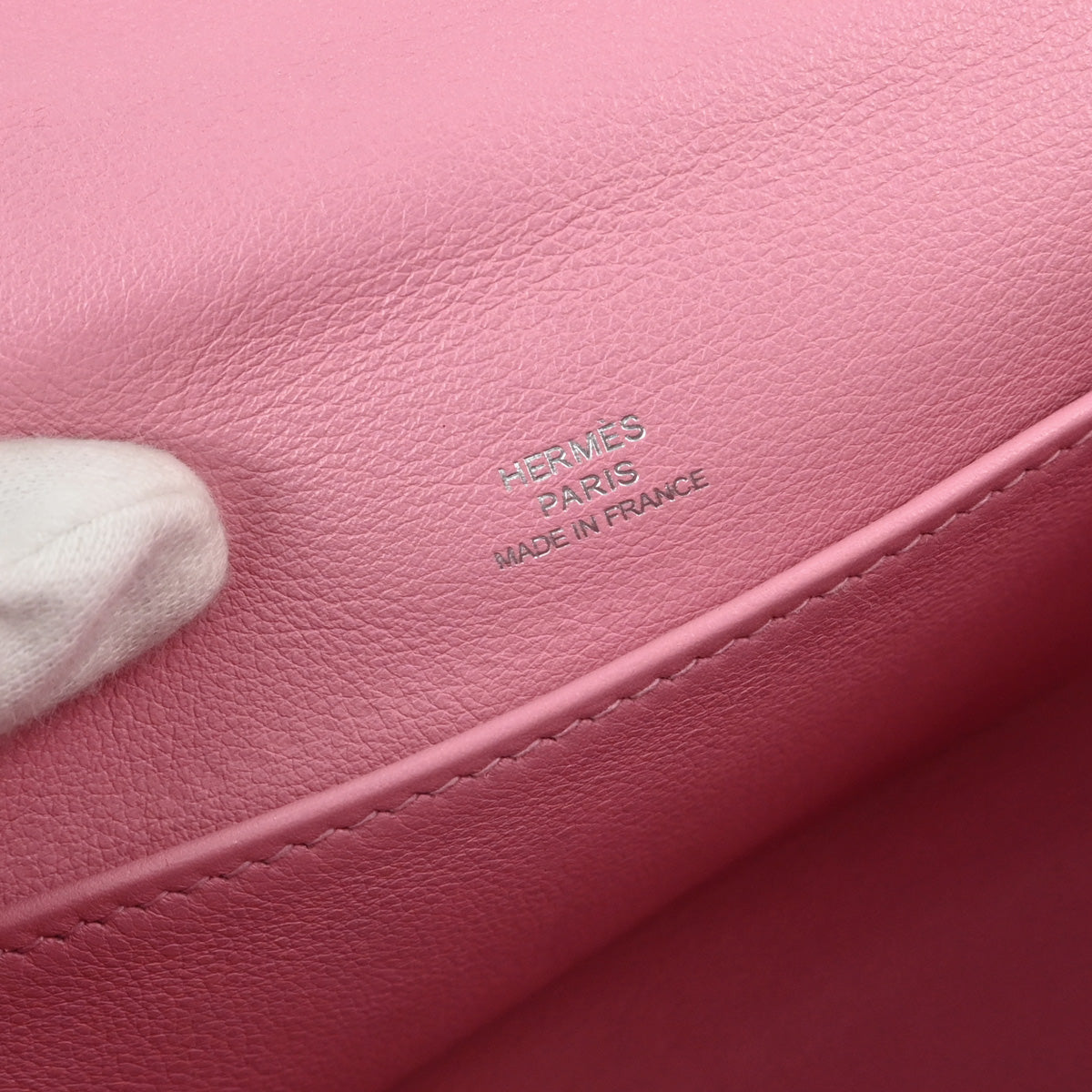 Hermes Etoupe Gray Pink Swift Verso Kelly Pochette Handbag