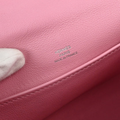 Hermes Etoupe Gray Pink Swift Verso Kelly Pochette Handbag