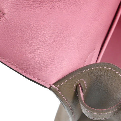 Hermes Etoupe Gray Pink Swift Verso Kelly Pochette Handbag