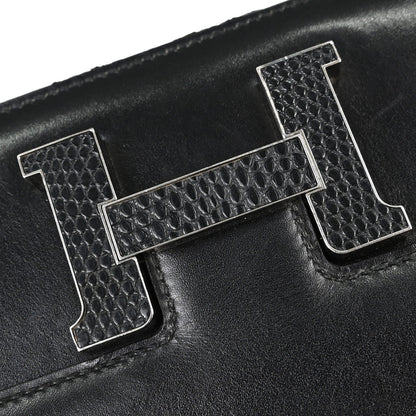 Hermes * Black Box Calf Lizard Constance 18 Shoulder Bag