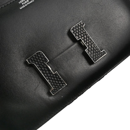 Hermes * Black Box Calf Lizard Constance 18 Shoulder Bag