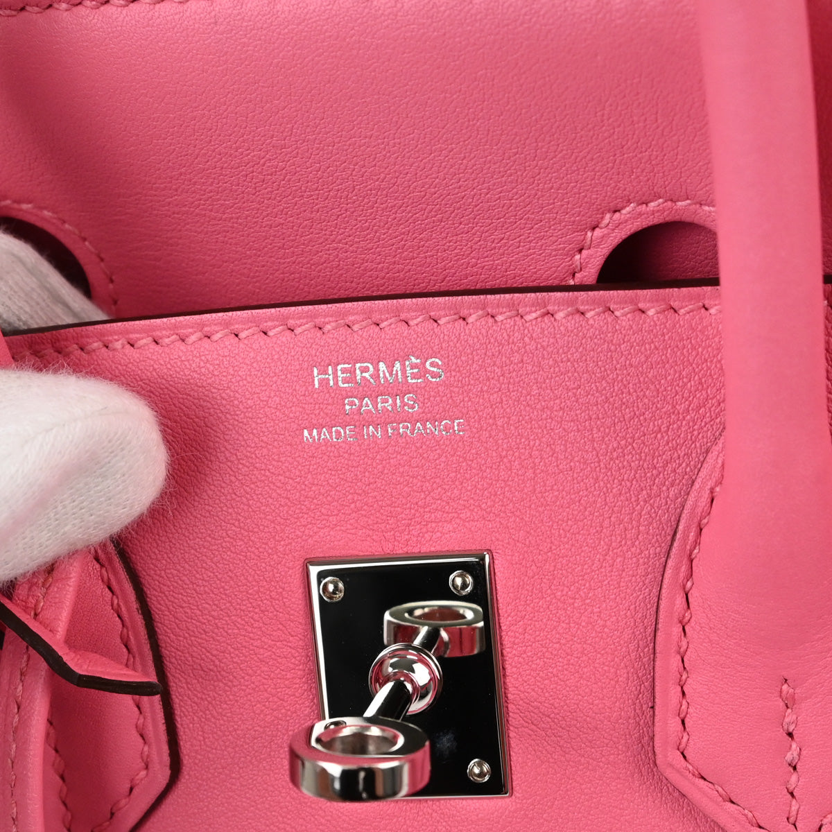Hermes Rose Azalee Swift Birkin 25 Handbag