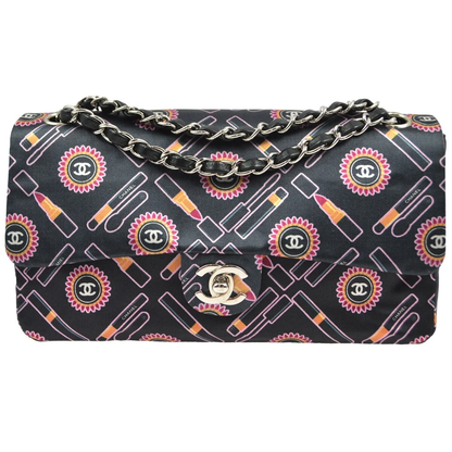 Chanel Black Satin Classic Single Flap Shoulder Bag