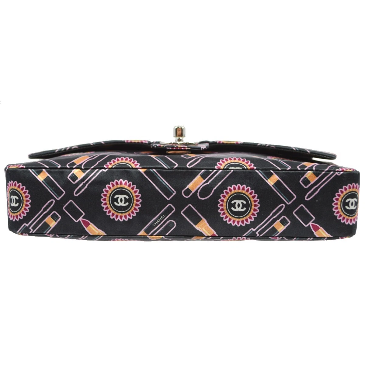 Chanel Black Satin Classic Single Flap Shoulder Bag