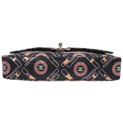 Chanel Black Satin Classic Single Flap Shoulder Bag