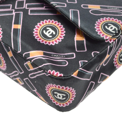 Chanel Black Satin Classic Single Flap Shoulder Bag