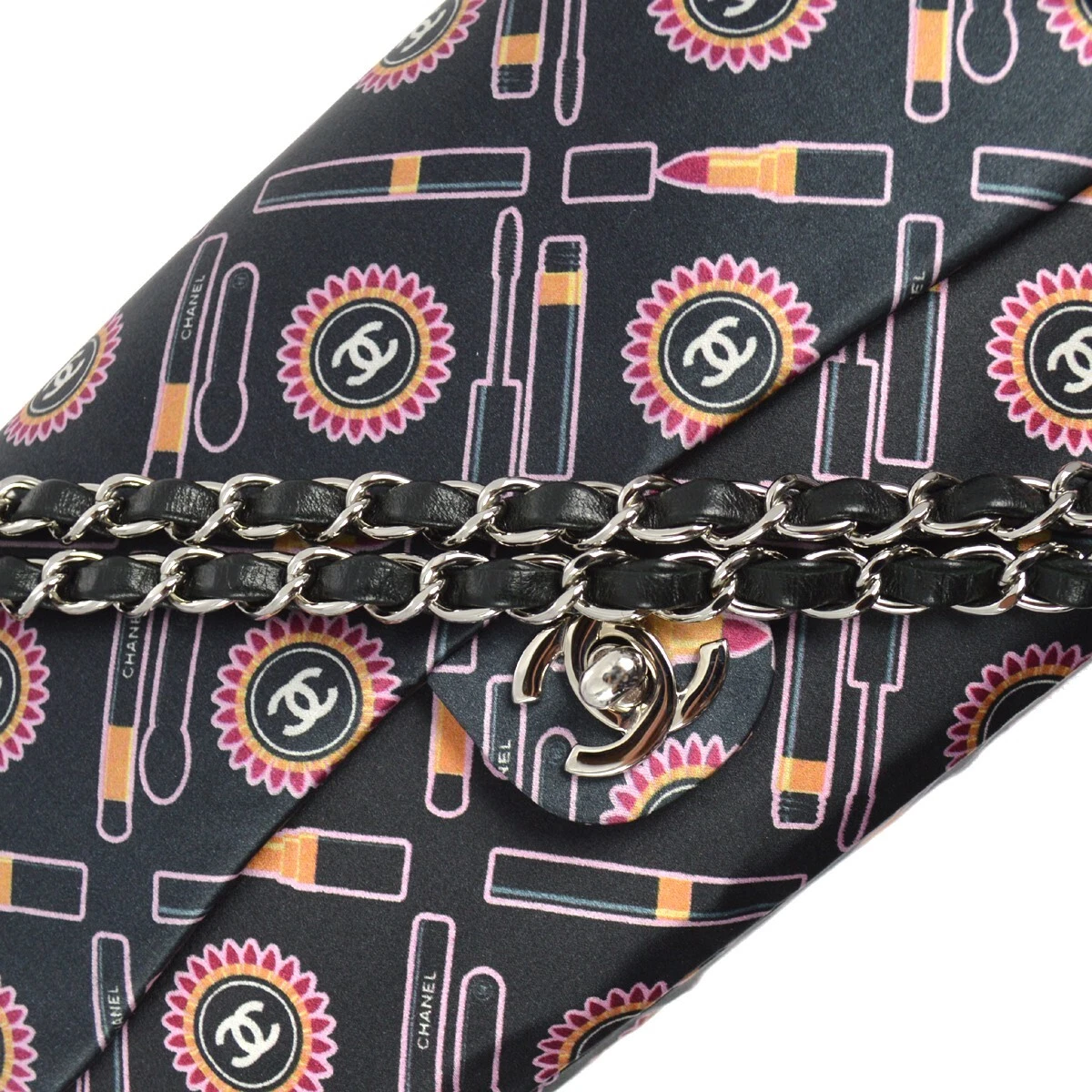 Chanel Black Satin Classic Single Flap Shoulder Bag