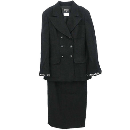 Chanel 1995 Setup Suit Jacket Skirt Black #38