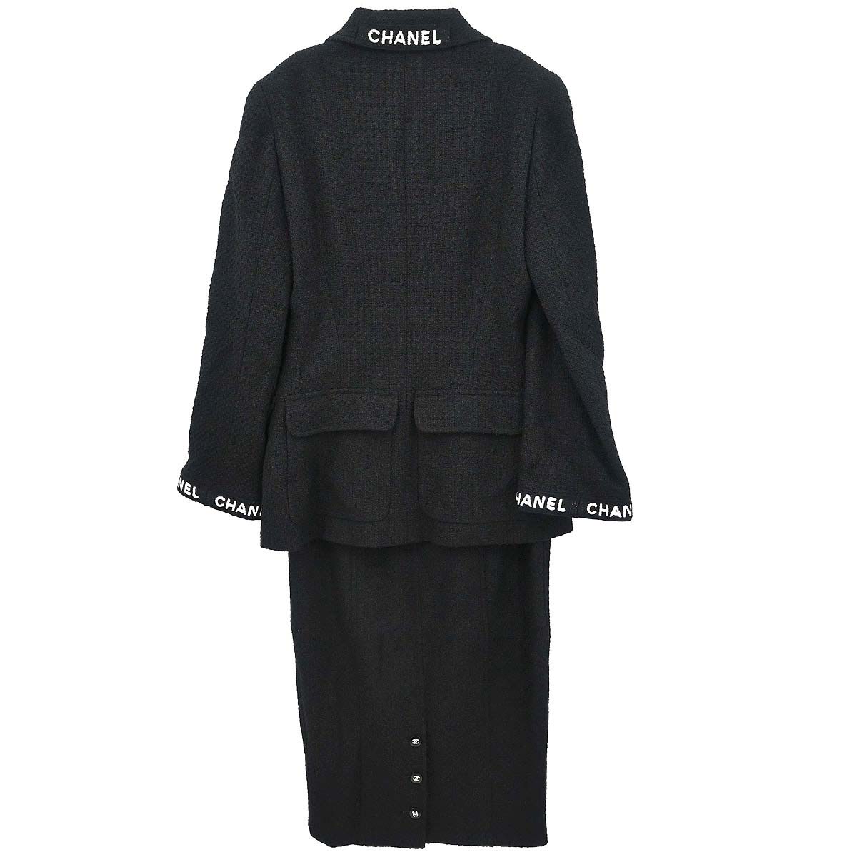 Chanel 1995 Setup Suit Jacket Skirt Black #38