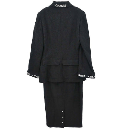 Chanel 1995 Setup Suit Jacket Skirt Black #38