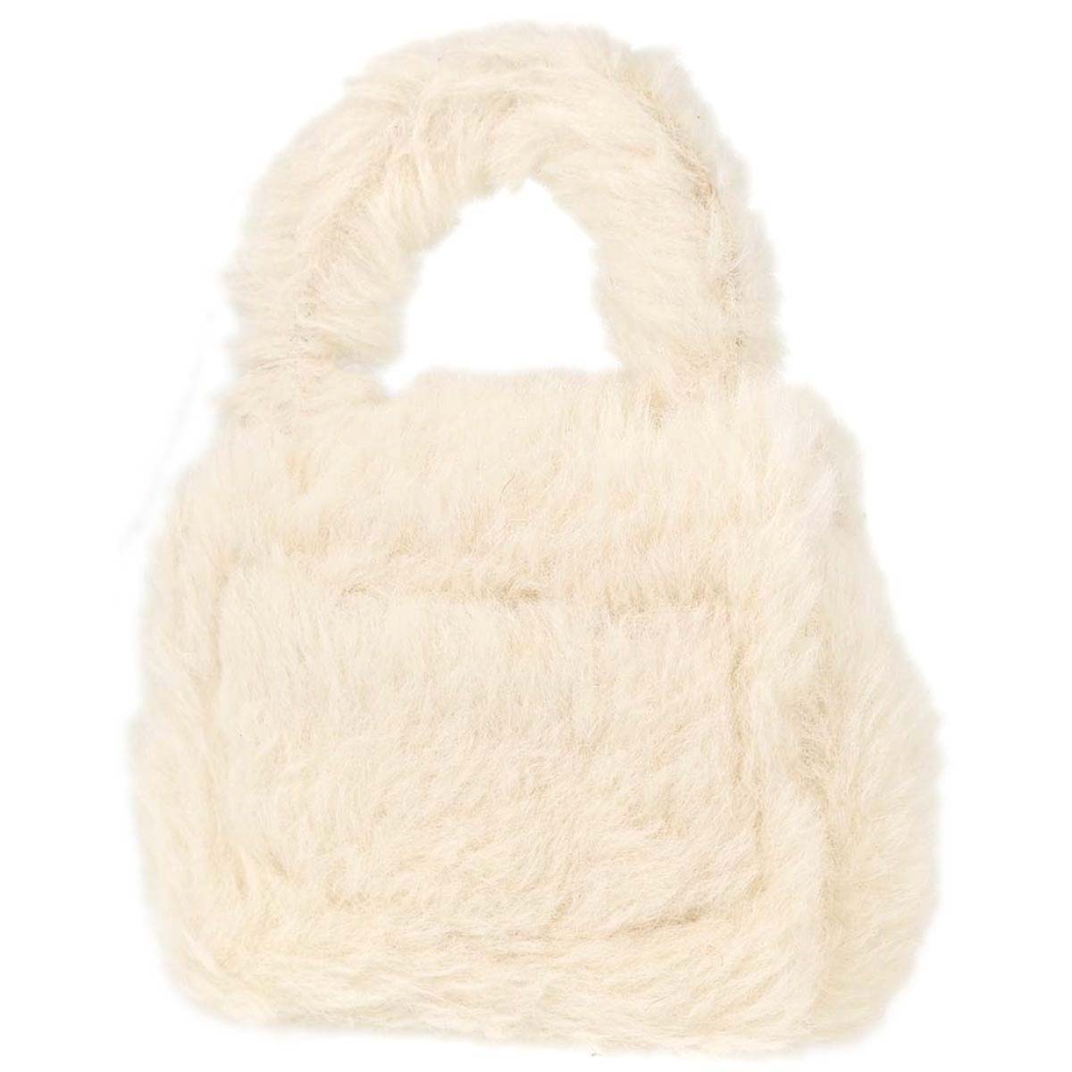 Chanel White Rabbit Fur Classic Flap Micro Handbag