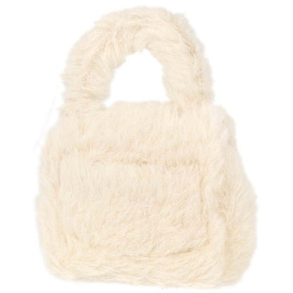 Chanel White Rabbit Fur Classic Flap Micro Handbag