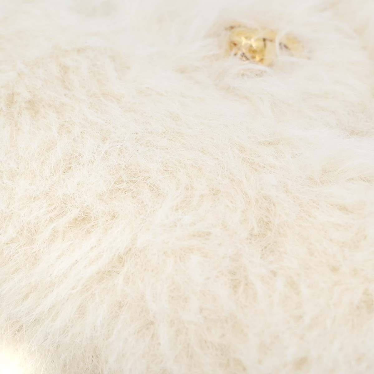 Chanel White Rabbit Fur Classic Flap Micro Handbag
