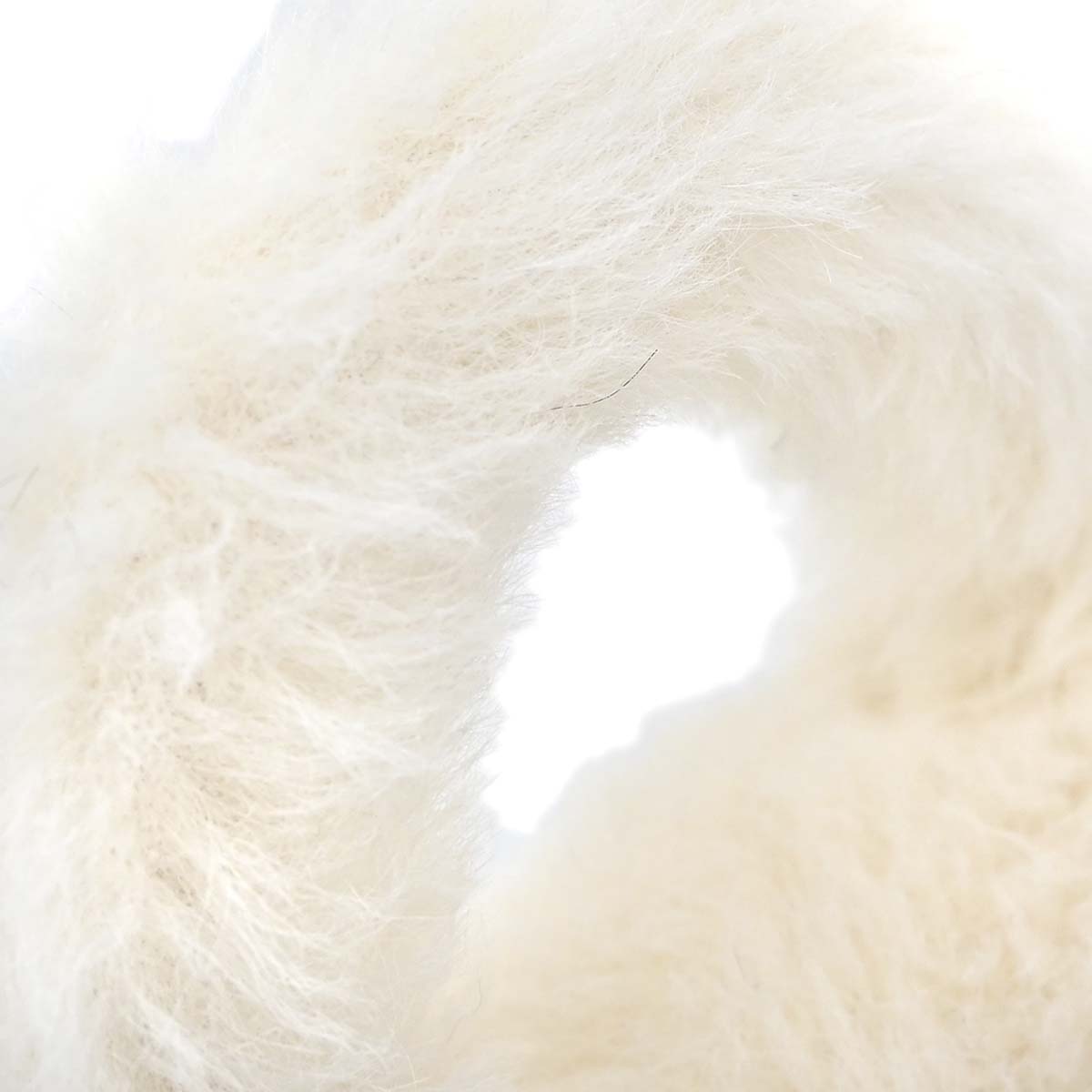 Chanel White Rabbit Fur Classic Flap Micro Handbag