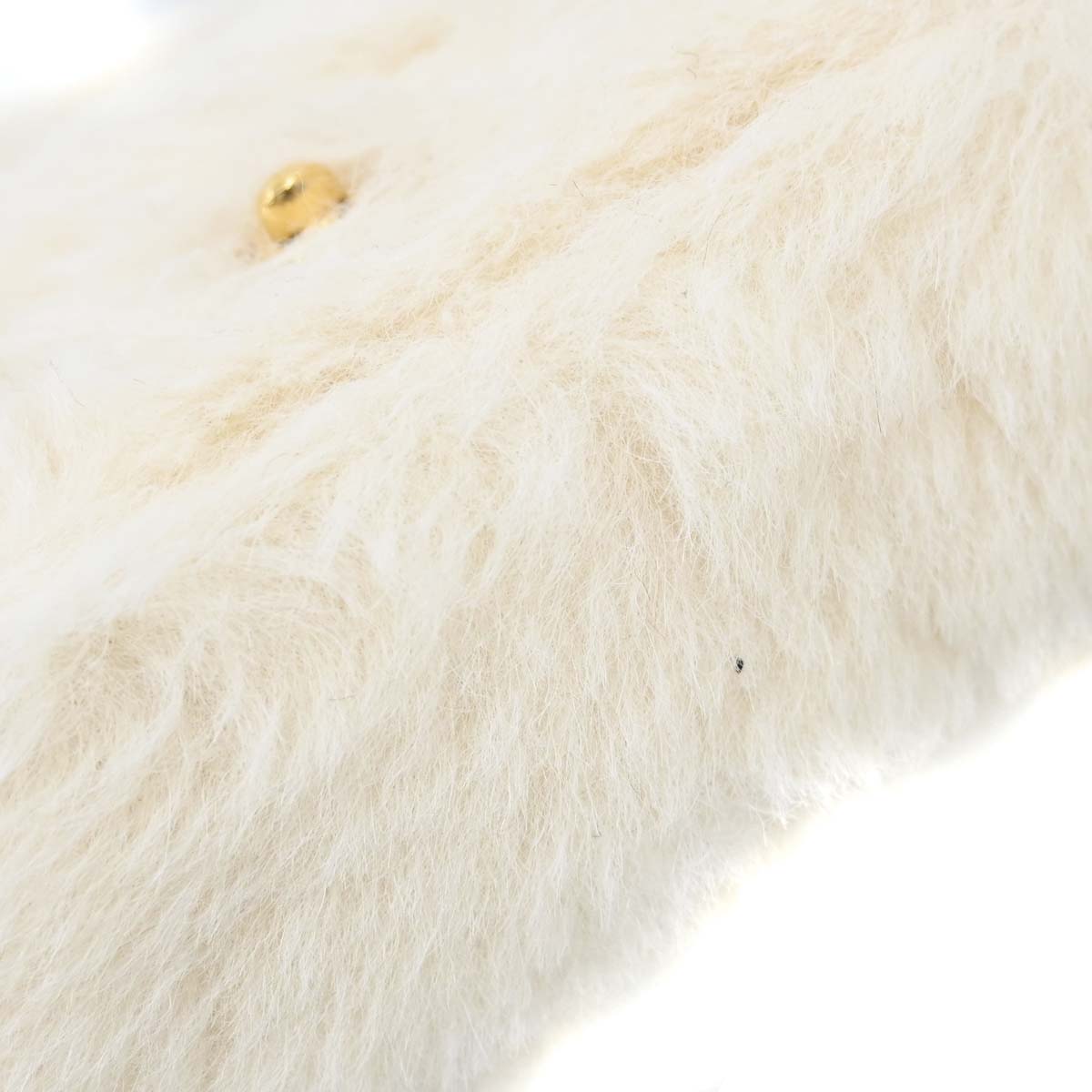 Chanel White Rabbit Fur Classic Flap Micro Handbag
