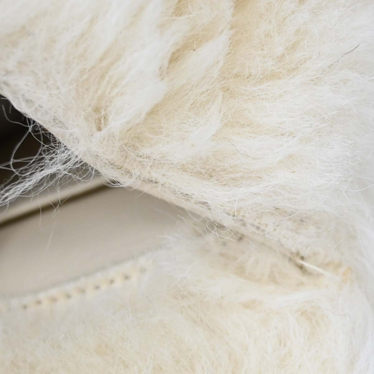 Chanel White Rabbit Fur Classic Flap Micro Handbag