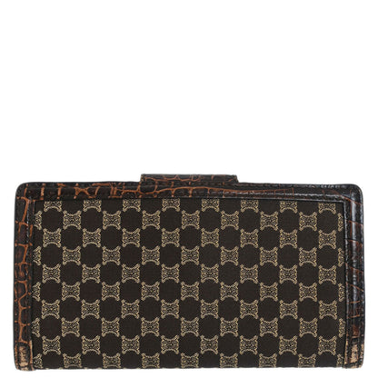 Celine * Brown Leather Canvas Macadam Wallet