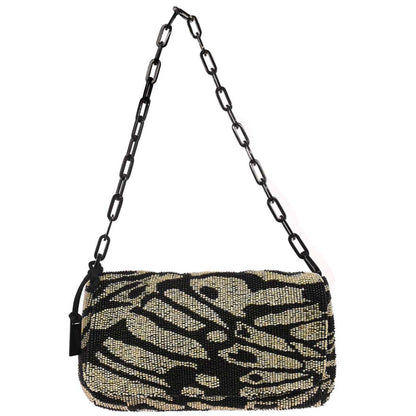 Gucci Black Gray Beaded Handbag