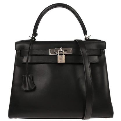 Hermes Black Box Calf Kelly 28 Retourne 2way Shoulder Handbag