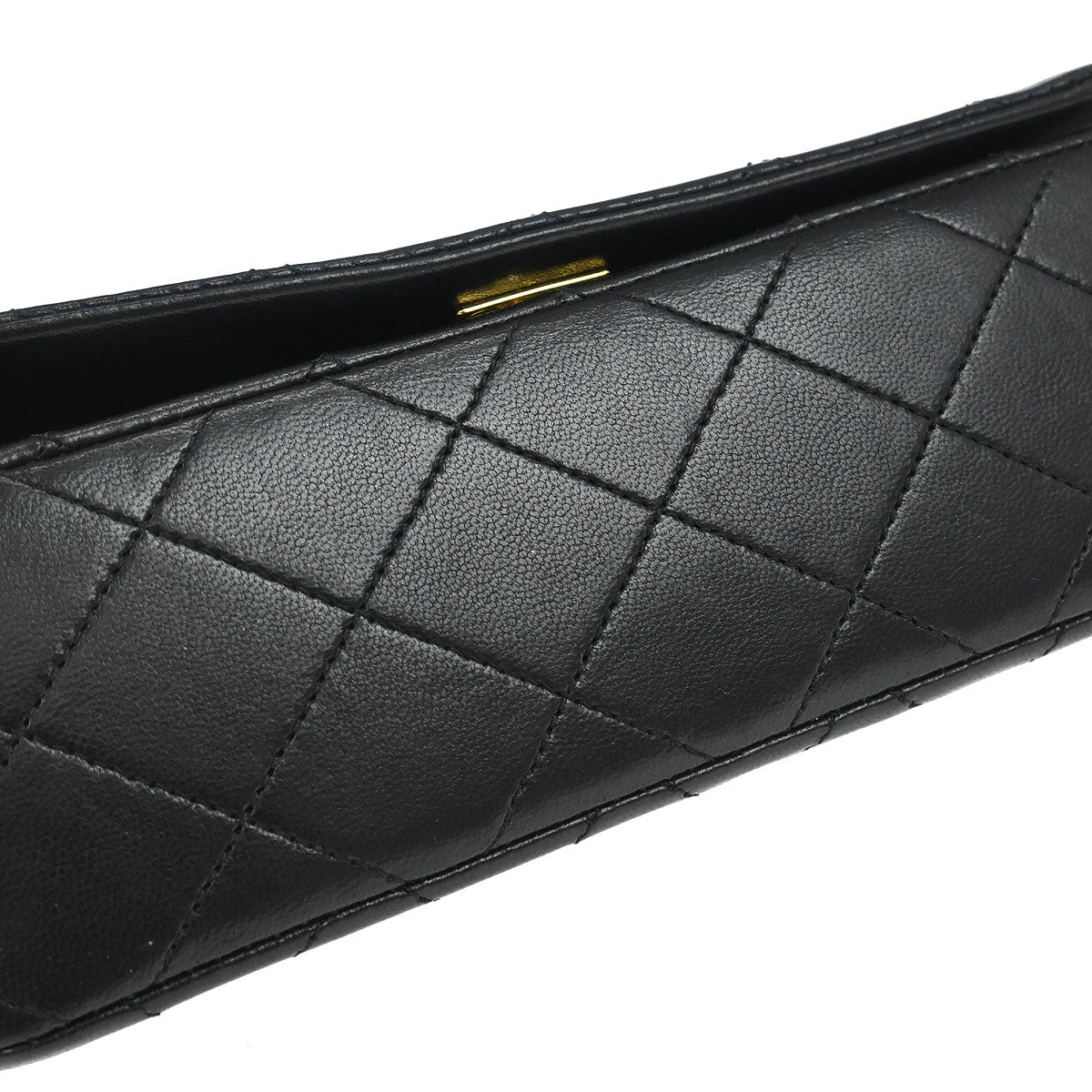 Chanel 1989-1991 Black Lambskin Turnlock Mini Full Flap Shoulder Bag