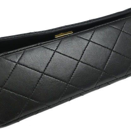 Chanel 1989-1991 Black Lambskin Turnlock Mini Full Flap Shoulder Bag