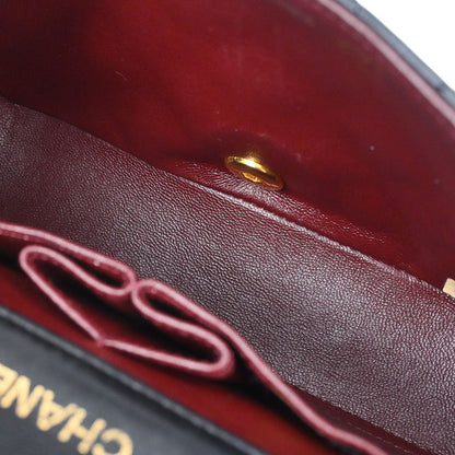 Chanel 1989-1991 Black Lambskin Turnlock Mini Full Flap Shoulder Bag