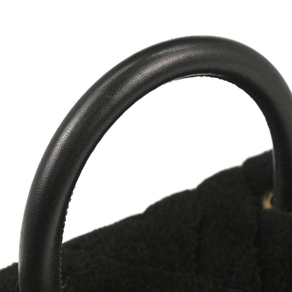 Chanel 2019 Black Mouton Chevron Coco Handle 2way Shoulder Handbag