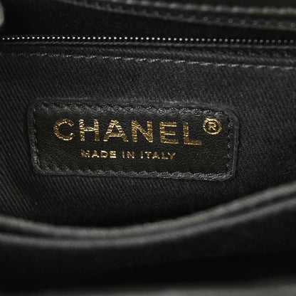 Chanel 2019 Black Mouton Chevron Coco Handle 2way Shoulder Handbag