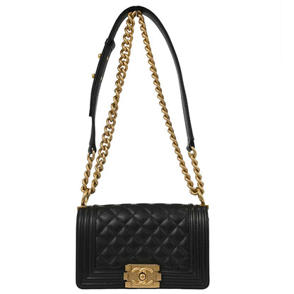 Boy Chanel Black Caviar Skin Small Chain Shoulder Bag