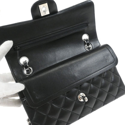 Chanel Black Lambskin Small Classic Double Flap Shoulder Bag