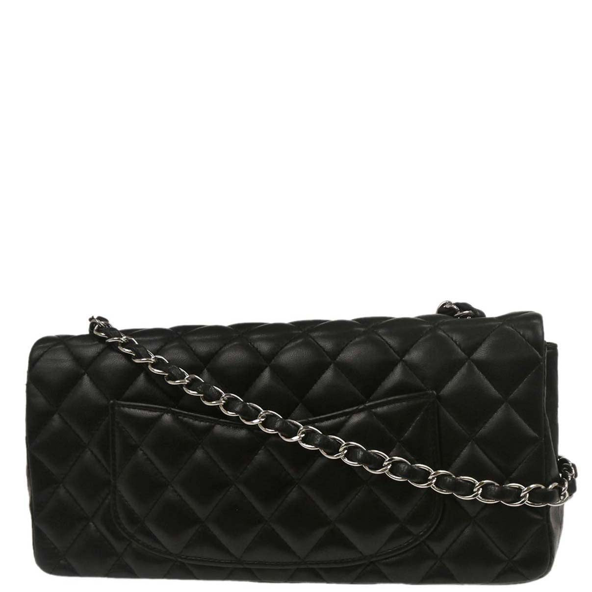 Chanel Black Lambskin East West Shoulder Bag
