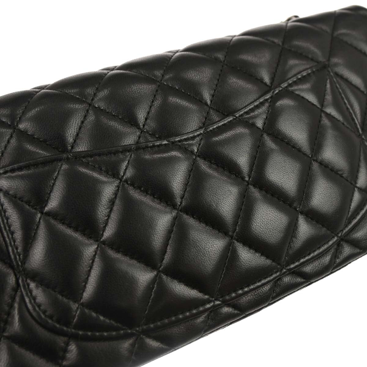 Chanel Black Lambskin East West Shoulder Bag