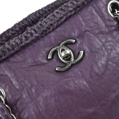 Chanel 2013-2014 Purple Lambskin Knit Tote Handbag