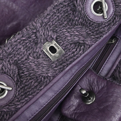 Chanel 2013-2014 Purple Lambskin Knit Tote Handbag