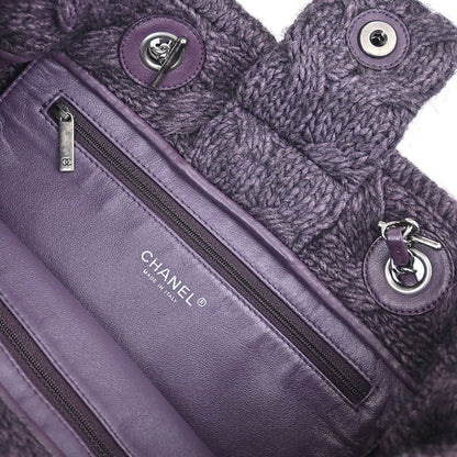 Chanel 2013-2014 Purple Lambskin Knit Tote Handbag
